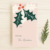 "Holiday leaves II" - Gift Tags in Blush by Yaling Hou Suzuki - Front