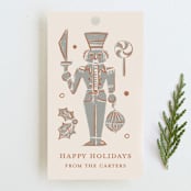 "Linocut Nutcracker" - Gift Tags in Tinsel by Teju Reval - Front