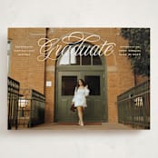 "Legato" - Graduation Announcements in Crisp Linen by Erin L. Wilson - Front