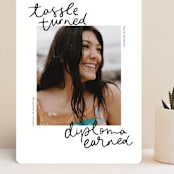"Tassel turned, diploma earned" - Graduation Announcements in Noir by Abbigail Lim - Front