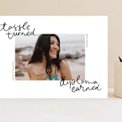 "Tassel turned, diploma earned" - Graduation Announcements in Noir by Abbigail Lim - Front