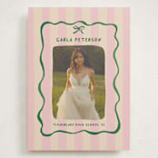 "Whimsical Stripes" - Graduation Announcements in Raspberry Matcha by Vera Lim - Front