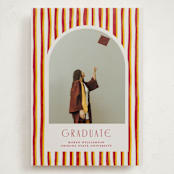"Grad Stripes" - Graduation Announcements in Rose & Sunflower by Anna Elder - Front