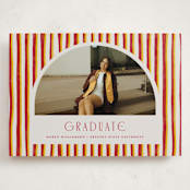 "Grad Stripes" - Graduation Announcements in Rose & Sunflower by Anna Elder - Front