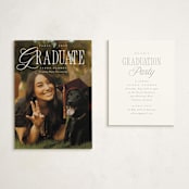 "Literary" - Graduation Insert Cards in Sea Salt by Everett Paper Goods - With Invitation