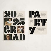 "Vintage Bold" - Graduation Insert Cards in Cream by Baumbirdy - With Invitation