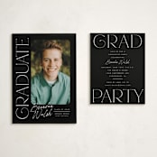 "Distinguished" - Graduation Insert Cards in Eclipse by Everett Paper Goods - With Invitation