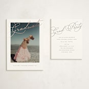 "Timeless Script" - Graduation Insert Cards in Cotton by Susan Zinader - With Invitation