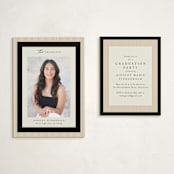 "Modern striped frame" - Graduation Insert Cards in Noir by Jackie Crawford - With Invitation