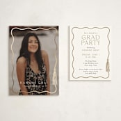 "Tassel Scallop" - Graduation Insert Cards in Snow by Susan Zinader - With Invitation