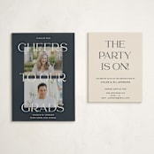 "Double the cheers" - Graduation Insert Cards in Nightsky by Pati Cascino - With Invitation