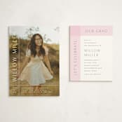 "Grids" - Graduation Insert Cards in Blush by Lauren Chism - With Invitation