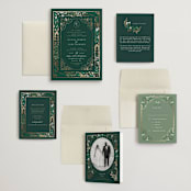 "Illuminated Storybook" - Wedding Invitations in Evergreen by Alethea and Ruth - Invitation Suite