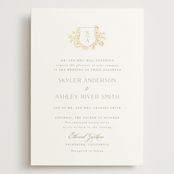 "floral crest" - Wedding Invitations in Champagne by Cass Loh - Front