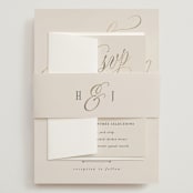 "Mirin" - Wedding Invitations in Linen by Kate Ahn - Assembled with Belly Band