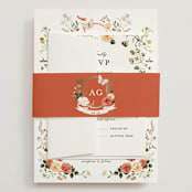 "Fleur" - Wedding Invitations in Verona Sunset by Sarah Knight - Assembled with Belly Band