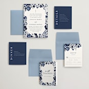 "brushstrokes in bloom" - Wedding Invitations in Indigo by Angela Marzuki - Invitation Suite