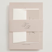 "Arch Monogram" - Wedding Invitations in Dusty Rose by Kelly Schmidt - Assembled with Belly Band