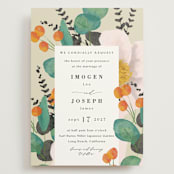 "Floral Splash" - Wedding Invitations in Wheat by Keen Peachy - Front