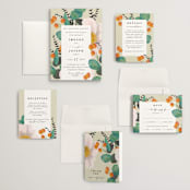 "Floral Splash" - Wedding Invitations in Wheat by Keen Peachy - Invitation Suite