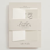 "Arabilla Overlap" - Wedding Invitations in Linen by Kelly Schmidt - Assembled with Belly Band