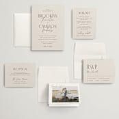 "Arabilla Overlap" - Wedding Invitations in Linen by Kelly Schmidt - Invitation Suite