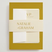 "Swoop" - Wedding Invitations in Marigold by Stacey Day - Assembled with Belly Band