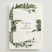 "Side Swept" - Wedding Invitations in Navy by Susan Moyal - Assembled with Belly Band