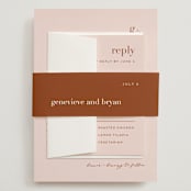 "Mod Initials" - Wedding Invitations in Rust by Genna Blackburn - Assembled with Belly Band