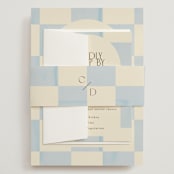 "Checker Wash" - Wedding Invitations in Ivory by Baumbirdy - Assembled with Belly Band