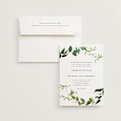 "Greenery" - Wedding Invitations in Fern by Susan Moyal - Invitation with Envelope
