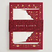 "Jaipur" - Wedding Invitations in Ruby by Mansi Verma - Assembled with Belly Band