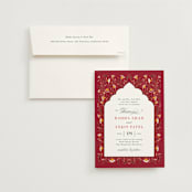 "Jaipur" - Wedding Invitations in Ruby by Mansi Verma - Invitation with Envelope