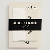 "Spin" - Wedding Invitations in Cream by Pixel and Hank - Assembled with Belly Band