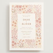 "Floral Border" - Wedding Invitations in Peach by Pippa Shaw - Front