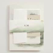 "Hillside" - Wedding Invitations in Moss by Hannah Williams - Assembled with Belly Band