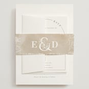 "Floral Ampersand Monogram" - Wedding Invitations in Toffee by Amanda Day - Assembled with Belly Band