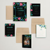 "Embroidery" - Wedding Invitations in Noche by Jackie Crawford - Invitation Suite