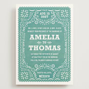 "Fiesta Folk Art" - Wedding Invitations in Lagoon by root beer float - Front