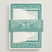 "Fiesta Folk Art" - Wedding Invitations in Lagoon by root beer float - Assembled with Belly Band