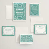 "Fiesta Folk Art" - Wedding Invitations in Lagoon by root beer float - Invitation Suite