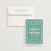"Fiesta Folk Art" - Wedding Invitations in Lagoon by root beer float - Invitation with Envelope