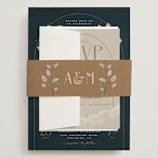 "Deco Garden" - Wedding Invitations in Dusk by GeekInk Design - Assembled with Belly Band