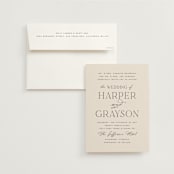 "Tendu" - Wedding Invitations in Creme by Carly Reed Walker - Invitation with Envelope
