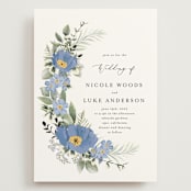 "Botanical Swag" - Wedding Invitations in Periwinkle by Susan Moyal - Front