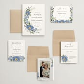 "Botanical Swag" - Wedding Invitations in Periwinkle by Susan Moyal - Invitation Suite