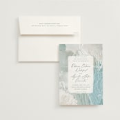 "Tidal Wave" - Wedding Invitations in Aqua by Hooray Creative - Invitation with Envelope
