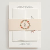 "New Blossoms" - Wedding Invitations in Peach by Olivia Raufman - Assembled with Belly Band