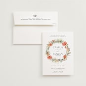 "New Blossoms" - Wedding Invitations in Peach by Olivia Raufman - Invitation with Envelope