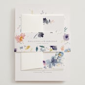 "Cheerful Bouquet" - Wedding Invitations in Chardonnay by Lori Wemple - Assembled with Belly Band
